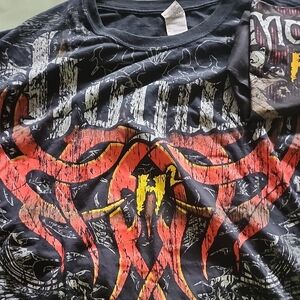 HULK HOGAN IMMORTAL Black Graphic Band Tee with Red and Yellow Design